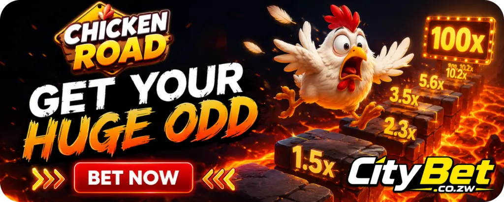 Chicken Road crash game banner with a cartoon chicken and rising odds multipliers